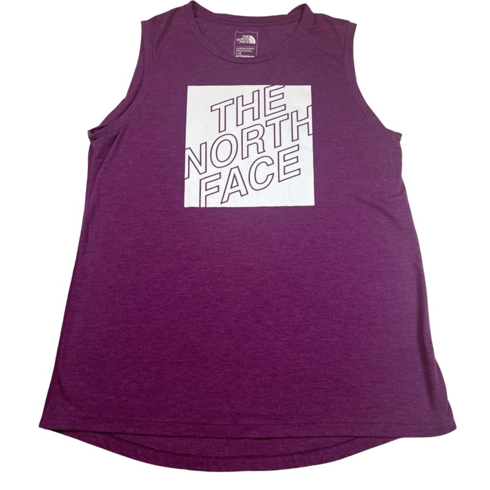 North Face Purple White Logo Relaxed High Neck Running Workout Tank Top Shirt